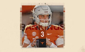 Arch Manning ohjaa nyt laivan Texasin rikokseen. (Grant Thomas / Yahoo Sports)