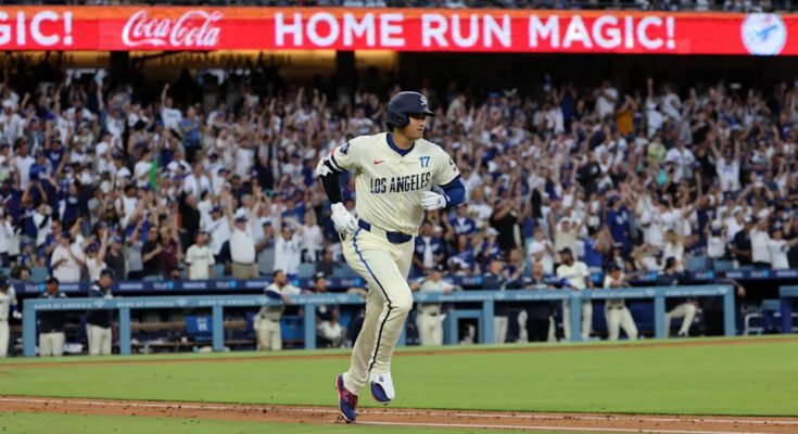 Dodgersin tähti Shohei Ohtani osuu kauden 40. kotimatkaansa lauantaina Blue Jaysia vastaan.