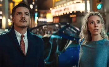 THE FANTASTIC FOUR: FIRST STEPS, (aka THE FANTASTIC FOUR), from left: Pedro Pascal as Reed Richards / Mister Fantastic,  Vanessa Kirby as Sue Storm / Invisible Woman, 2025. © Marvel / © Walt Disney Studios Motion Pictures / Courtesy Everett Collection