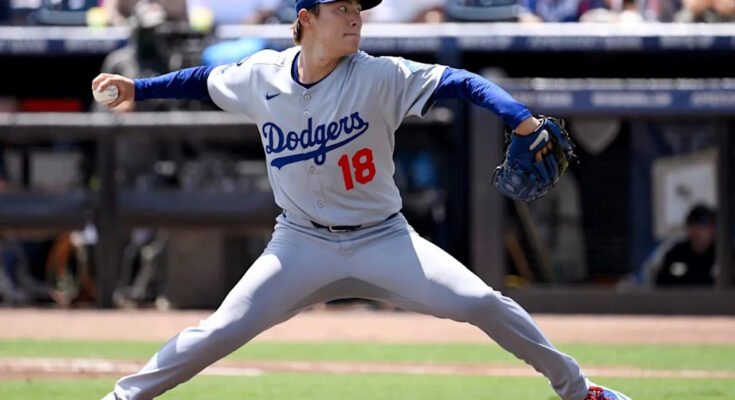 Dodgers -kantoraketti Yoshinobu Yamamoto käynnisti pallon ensimmäisen kierroksen voiton aikana Floridan Tampan säteistä.